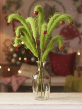 David Christopher You're a Mean One Furry Curl Spray Holiday Stem Christmas Pick